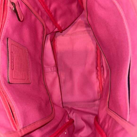 Y2K Vintage Coach Bonnie Cashin Tote Bag Handbag Canvas Blue Pink Leather CLEANN - Picture 4 of 12